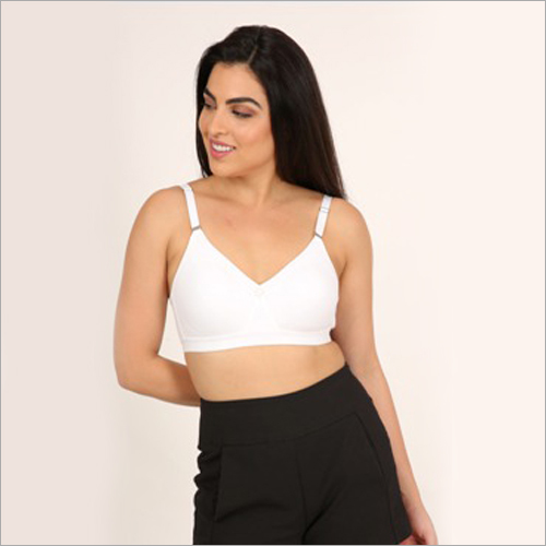 Ladies Full Coverage Bra - Cotton Material, Sizes 30-40, Colors White, Black, Skin - Full Coverage Seamless Design with Adjustable Straps
