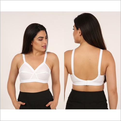 Ladies Shaper Bra - 100% Pure Cotton , Padded Design with N-Hook Option and Transparent Strap - Available in White Color, Size 30-44, Cup B, C, D
