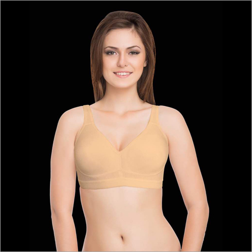 Ladies Padded Bra - Cotton Hosiery Fabric, Size 30-40, Colors: White, Skin, Black | Full Coverage, Adjustable Waist Band with Loop