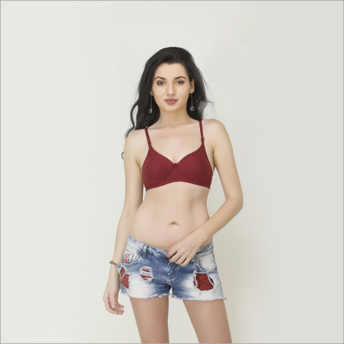 Ladies Upriser Bra - Cotton, 3/4th Coverage, Maroon Color | Thin Straps, Smoothness, Durability, Designer Comfort for Girls