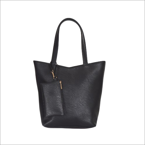 Black Ladies Synthetic Leather Shoulder Handbag