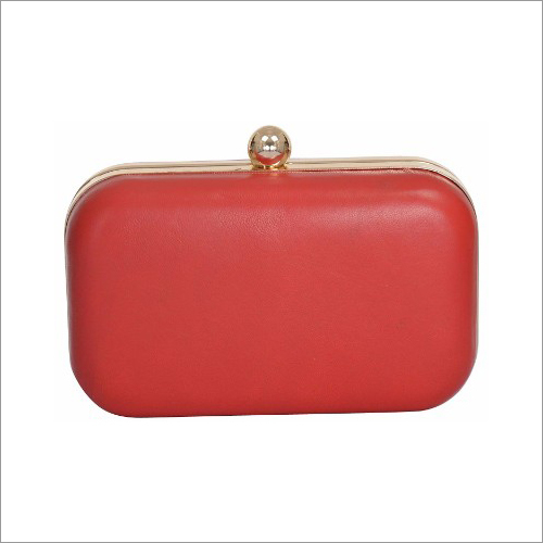 Ladies Plain Red Leather Clutch