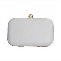 Ladies White Leather Clutch