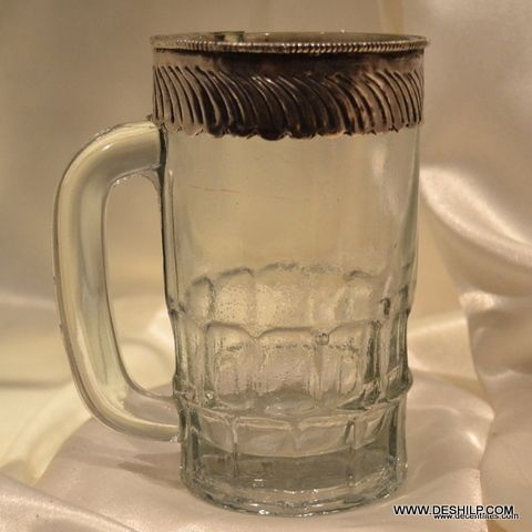 GLASS JUG WITH METAL FITTING