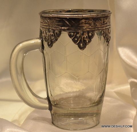 DECOR GLAS BEAR MUG WITH METAL FITTING