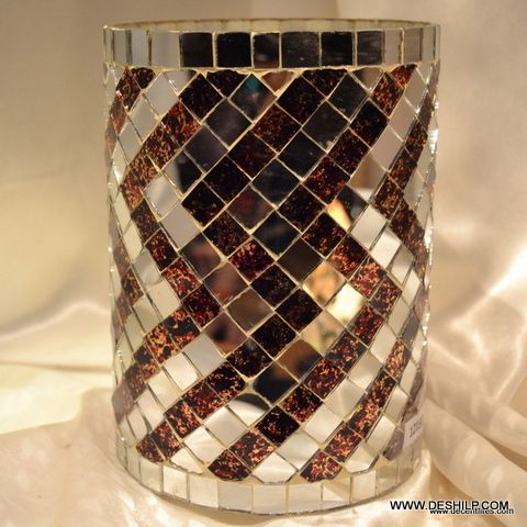 MOSAIC GLASS DECORATIVE CANDLE HOLDER