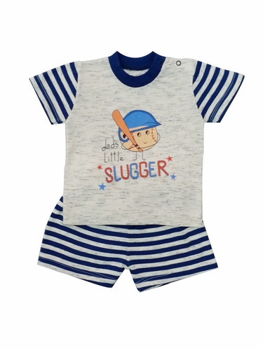 BABY SUIT - Cotton, Age 0-5 Years, N.Blue | O-Neck Collar, Printed Pattern for Comfortable Summer Wear