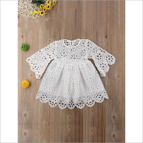 Polyester Girls White Frock