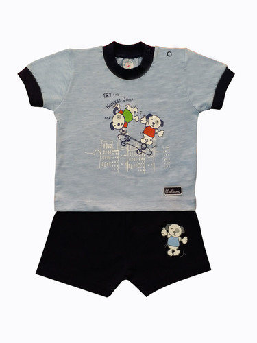 Baby Suit - Cotton, 0-5 Years, Navy Color, O-Neck Design | Printed Pattern, Comfortable for Summer Wear