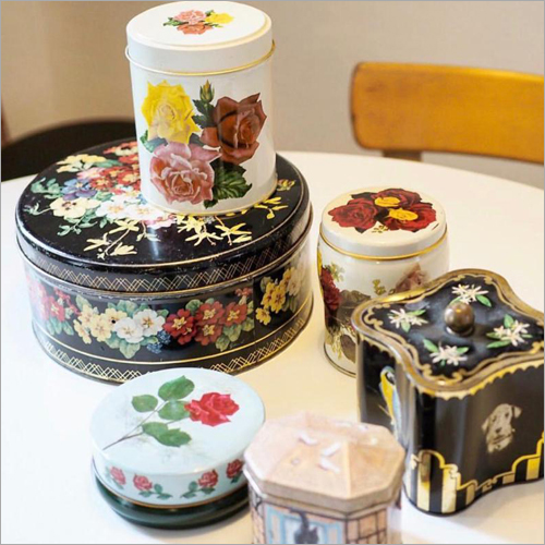 Floral Printed Tin Container