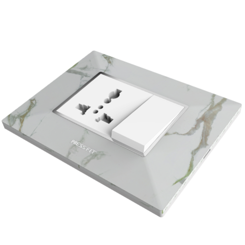 Pressfit Edge Modular Switch Plate - Plastic, Tool-free Installation, Self-locking Design | Shiny White Finish, Fire Retardant, Dust & Stain Resistant