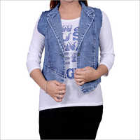 Blue Ladies Denim Half Jacket