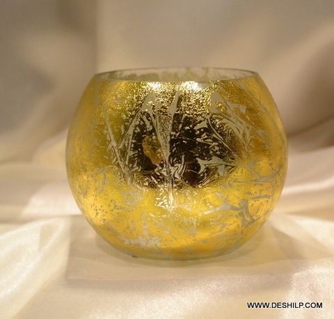 SILVER GLASS DECOR CANDLE HOLDER