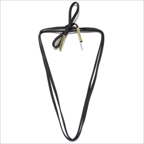 Necklaces - Tie Up Bar Choker Black