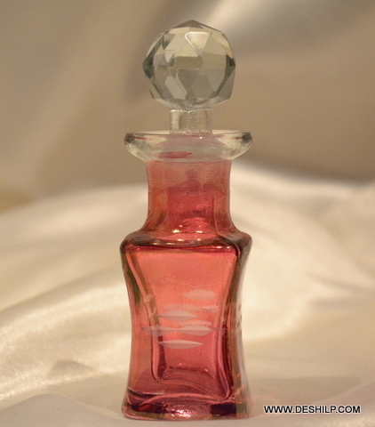 RED COLOR PRINTED GLASS PERFUME BOTTLE