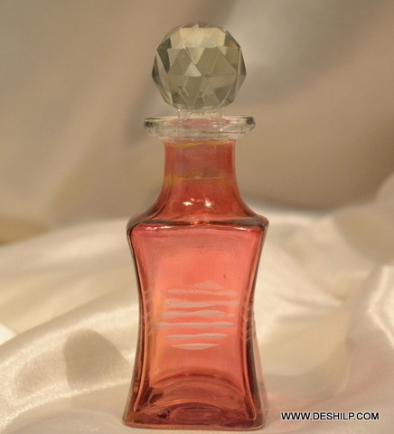 RED COLOR GLASS DECANTER WITH CLEAR GLASS STOPPER