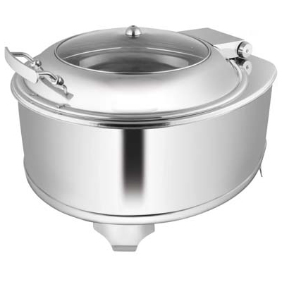 Round Glass Lid Chafer With Fuel Frame - Stainless Steel, 18-24 Inch Diameter, 12-18 Inch Height, Gel Fuel | Glass Lid, Durable, Easy to Use