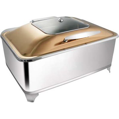 Rectangular Rose Gold Sq. Glass Chafer With Fuel Frame