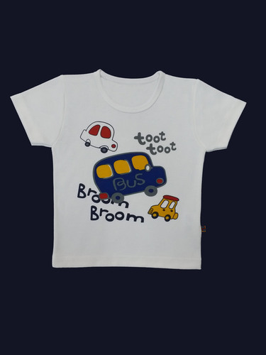 T-Shirt - Cotton, O-Neck, Off White | Ideal for Boys Age 0-5, Summer Printed Design
