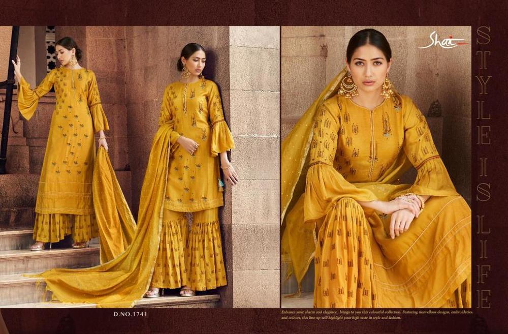 Yellow Embroidered Silk Suits