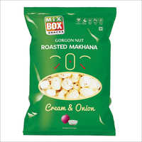 Roasted Makhana Cream & Onion Flavour - Organic Lotus Seeds, 5 Suta Size, Green Air-tight Packaging | Mouth-watering Taste, High In Fiber