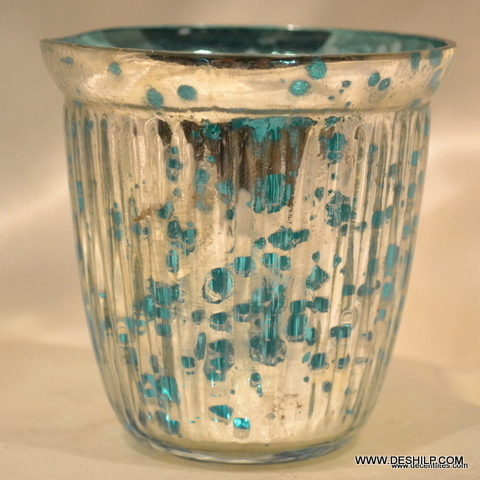 SILVER GLASS T-LIGHT CANDLE HOLDER for wedding decoration