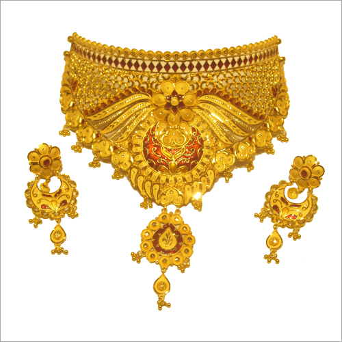 Ladies Gem Studed Gold Necklace