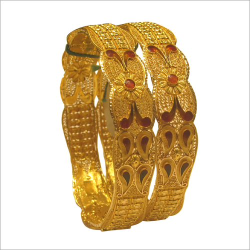 Ladies Gem Studed Gold Bangles