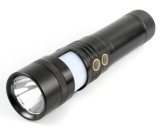 Led Torch - Metal Black Finish | Usb Rechargeable, Zoom W-540, Light Colors: White, Red, Blue, Green, Ideal For Trekking