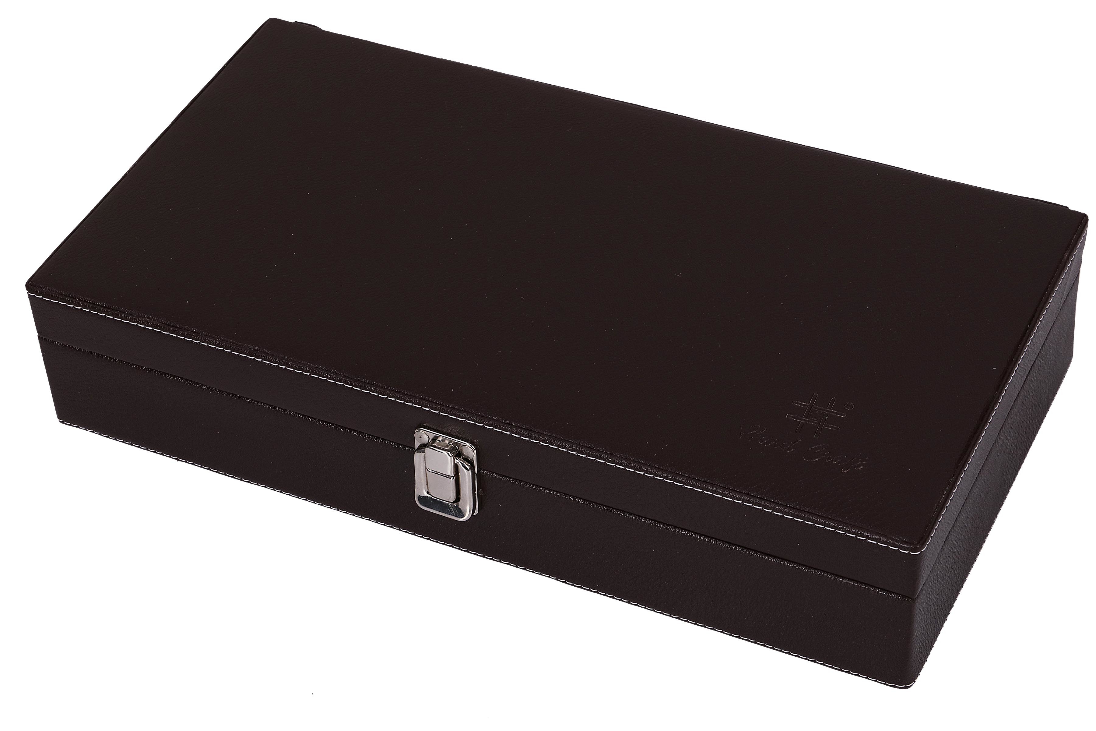 Hard Craft Watch Box Case PU Leather for 10 Watch Slots - Brown