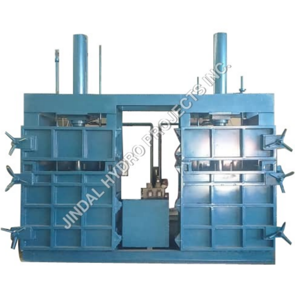 Double Cylinder Hydraulic Baling Press Machine - Color: Blue