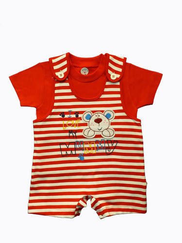 Romperset - Cotton Material, O-Neck Collar, Red and Navy Colors | Printed Design for Boys, Perfect for Summer 0-5 Years