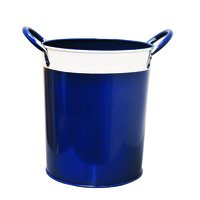 Navy Blue Metal Bucket Planter