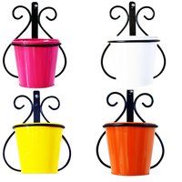 Any Wall Mount Metal Planter Stand With Round Galvanized Bucket Planter
