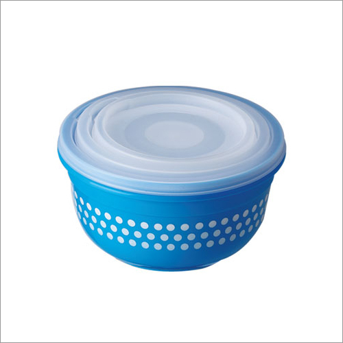 Blue & White 3 Pcs Set Solitaire Printed Plastic Container