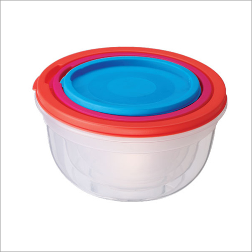 Solitaire Plastic Containers - 5x6 Inch, Soft Plastic Material in Red, Blue, and White | Airtight Design, Microwave Safe, Dishwasher Friendly