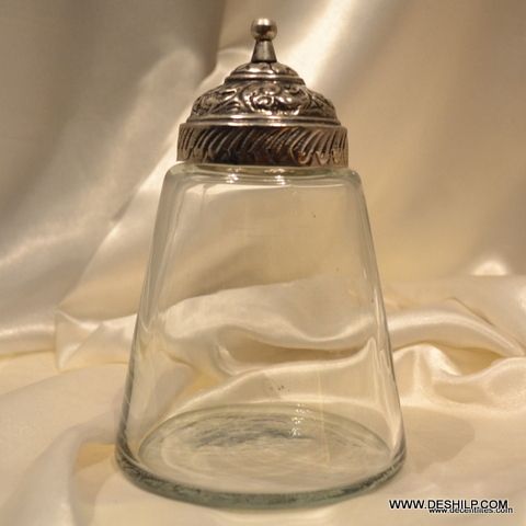 CLEAR GLASS JAR WITH METAL LID