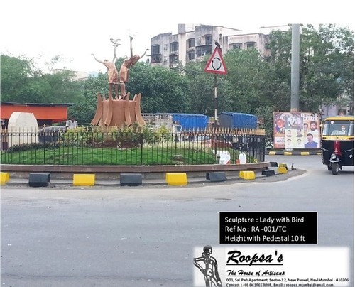 As Per Customer Choice Lady With Bird Traffic Circle Sculpture