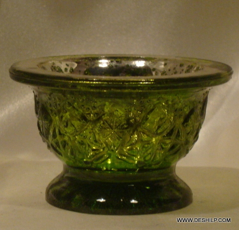 COLORFUL GLASS SILVER CANDLE HOLDER