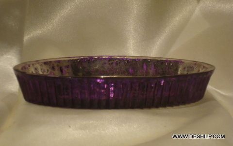 Purple Silver Glass Table Plate