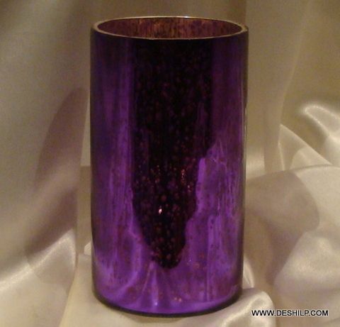 SILVER GLASS PURPLE COLOR FLOWER VASE