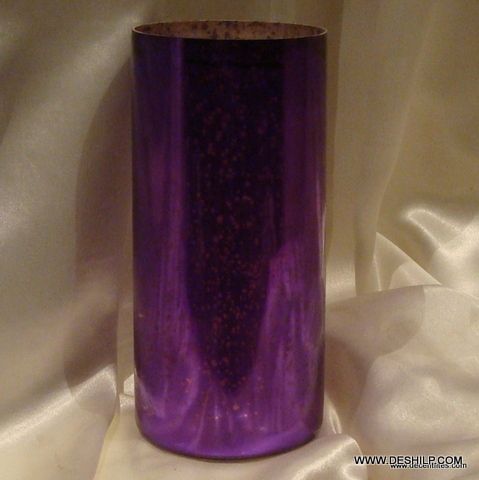 PURPLE COLOR SILVER GLASS FLOWER VASE