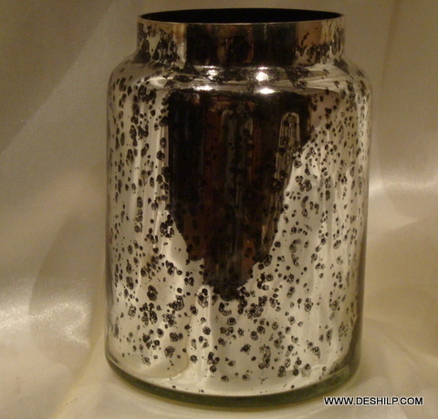 SILVER GLASS DECORATED JAR