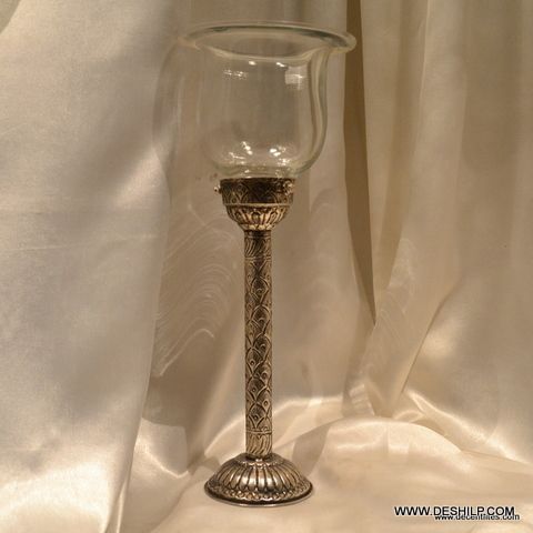 METAL PILLAR GLASS CANDLE HOLDER