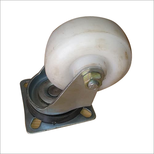 White And Silver Solid Rubber Caster Wheel