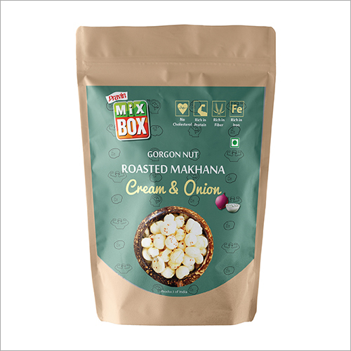 Roasted Makhana Cream & Onion Flavour - Organic Lotus Seeds, 5 Suta Size | Hygienically Processed, High in Protein & Fibre, Perfect Tea Snack