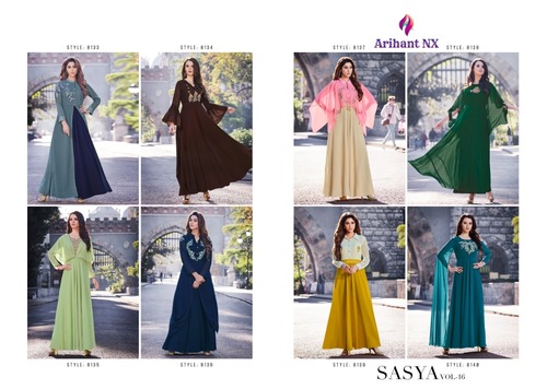 8 Colors Georgette Gown With Embroidery