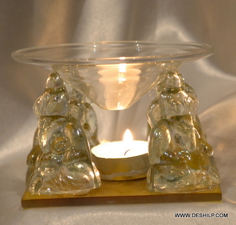 Transparent Glass Handicrafts Ganesha ,Glass Miniatures Glass Display