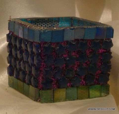 SQUIRE GLASS MOSAIC CANDLE VOTIVE