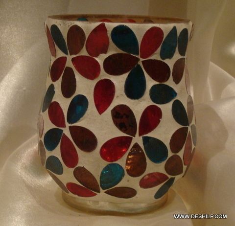 Decor Mosaic Glass Candle Holder Handmade